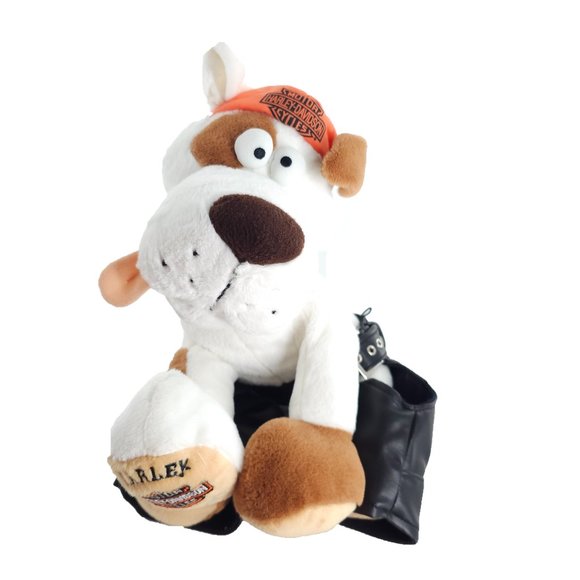 Harley-Davidson Silly Dog Puppy "Harley" Hat Chaps White Brown Plush - Picture 1 of 5